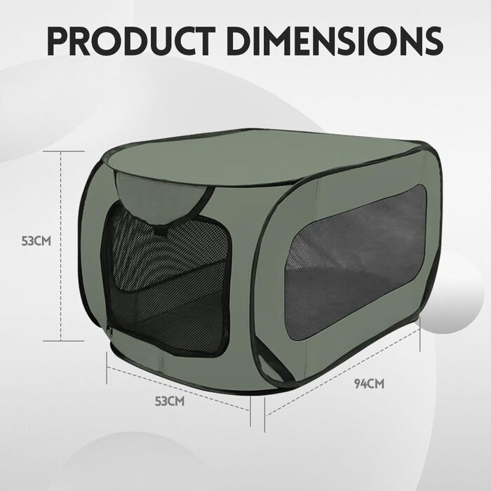 Складана переноска для собак 92x52x52 см з подвійними дверцятами - безпечна для подорожей на авто, з вентиляцією, Pop-Up дизайн з оксфордської тканини, для собак/кішок до 30 кг (Зелена)