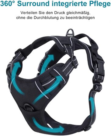 Шлейка для собак Funkeen Anti-Pull, для маленьких, середніх та великих собак. М'яка, дихаюча, регульована, чорна (чорний, S)