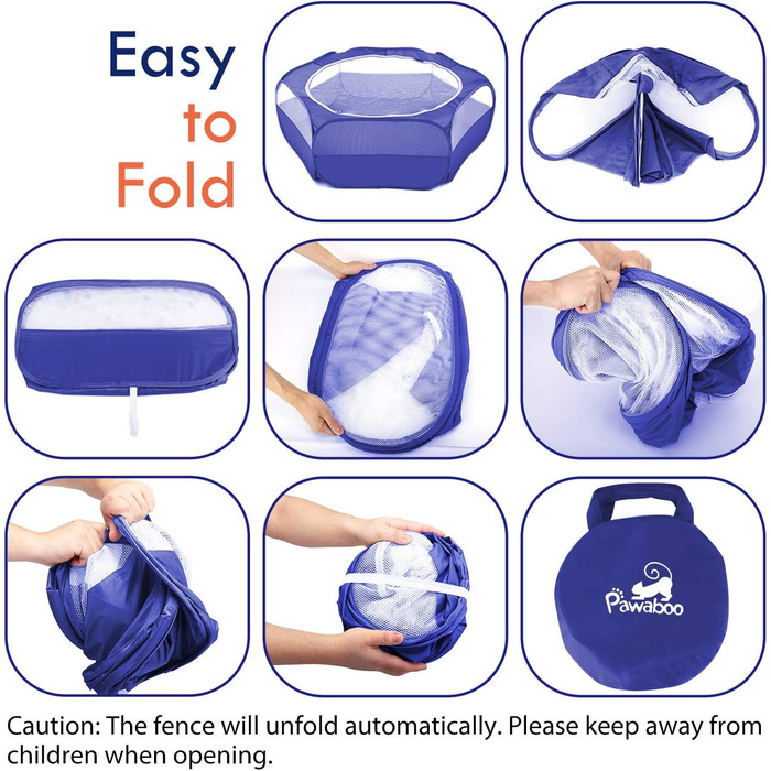 Pawaboo: вольєр для дрібних тварин, складаний, водовідштовхувальний. Підходить для кроликів, курей, кошенят, цуценят, хом'яків. З сіткою, блискавкою та нейлоновим дном – Indigo