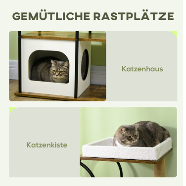 PawHut Cat Tree 1185 см Cat Tree з печерним ліжком і килимком для дряпання Play Ball Tilt Protection для кішок до 5 кг Сільський коричневий