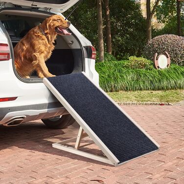 Сходинки для собак, складані, для дивана, авто та ліжка. Дерев'яна рампа для собак, регульована висота 30/40/50/60 см, з антиковзким килимком (70х35х30/40 см)