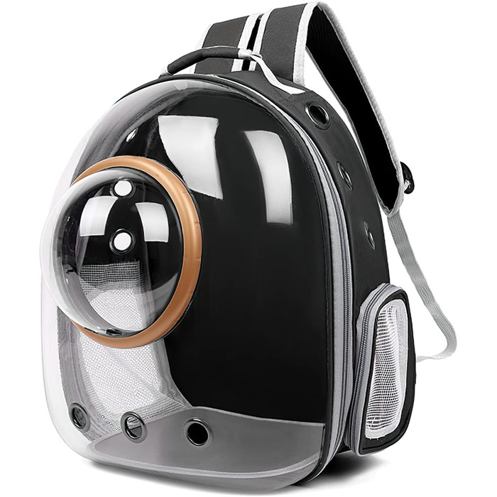 Рюкзак для кота/собаки Galatée, переноска для домашнього улюбленця, водонепроникний, прозорий, чорний, 35*45*28 см