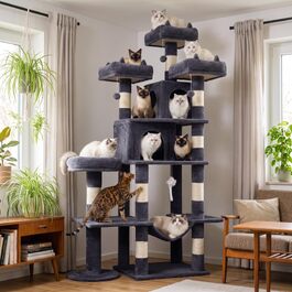 Ігровий комплекс для котів Kratzbaum, висота 181 см, кігтеточка-драбка для квартири (темно-сірий)