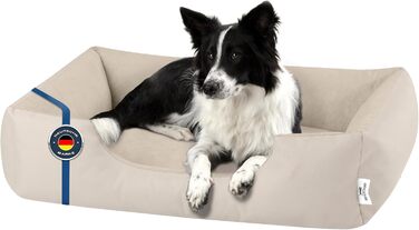 Ліжко для собак BedDog Zara, м'яке лежання для собак середніх порід, корзина для собак, диван для собак, знімний та пральний чохол, 80 x 65 x 18 см, світло-бежевий (LIGHT-SAND)