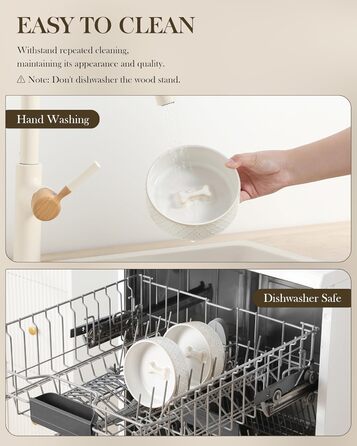 Миска для собак Malacasa з підставкою з горіхового дерева, 450 мл, подвійна миска для собак та котів, для корму та води, неслизька підставка, візерунок у вигляді п'ятипелюсткового клеверу та соти, 450 мл * 2