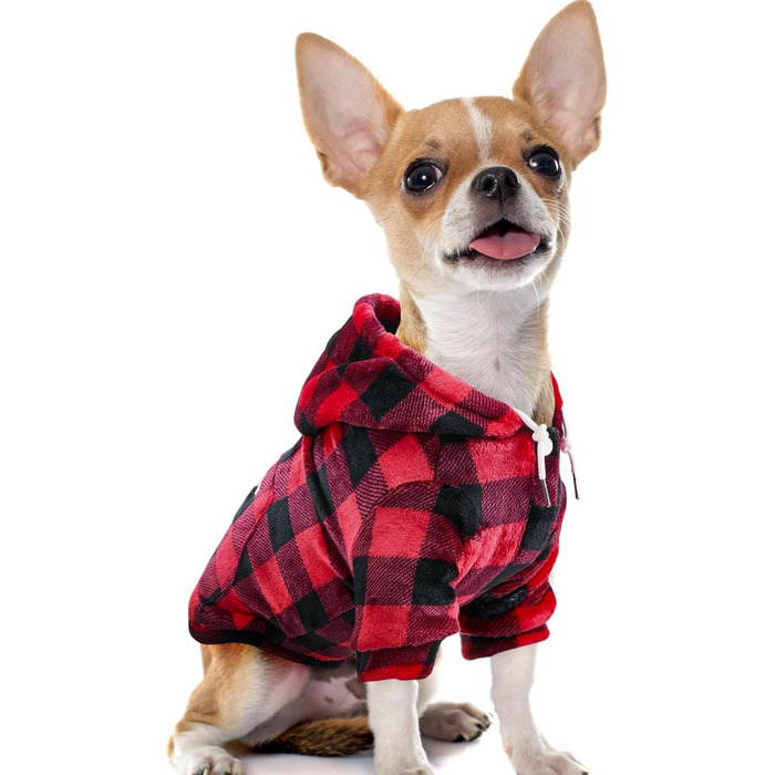 Світшот для собак SlowTon: теплий фланелевий пуловер з отвором для повідка та кишенею, для чихуахуа, тедді та інших, оранжевий, Tie Dye (червоно-чорний), XX-Large