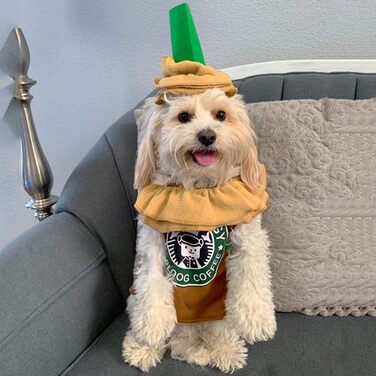 Костюм для собак 'Латте' – карнавальний костюм 'Еспресо' для собак, теплий халат-піжама для маленьких та середніх собак, косплей, Хелловін