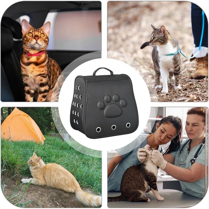 Трансформер для тварин: переноска-рюкзак для котів та маленьких собак, чорний