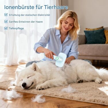 Щітка для грумінгу тварин з нержавіючої сталі 19 см | Самоочисна щітка для котів та собак | Подвійний іонний генератор, гребінець для довгого та короткого волосся | Антистатична щітка для догляду за тваринами
