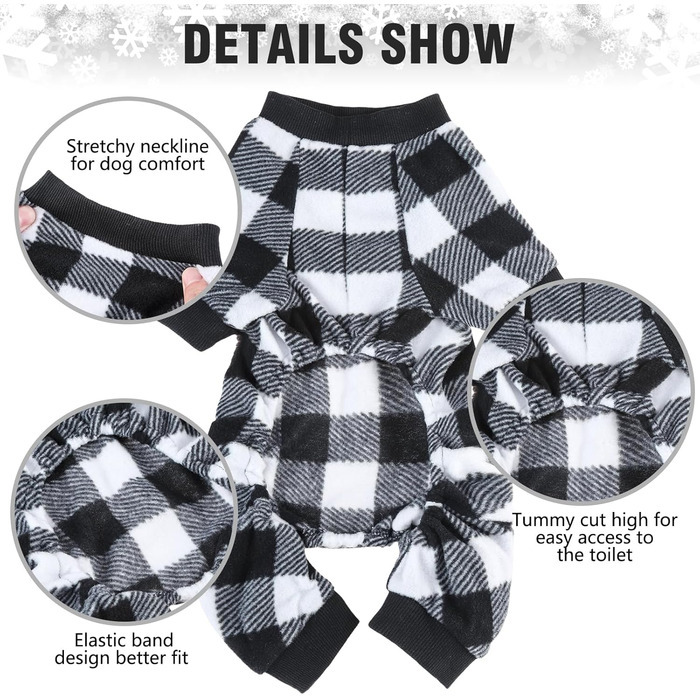 Піжама для собак SCENEREAL: теплий, м'який комбінезон для маленьких та великих собак, чорного кольору. Підходить для зими та святкування Нового року.