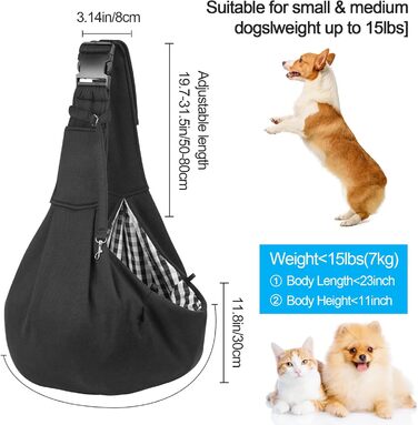 Сумка-переноска для собак, регульована, до 10 кг – зручна, для активного відпочинку з собаками та котами, для виїздів та прогулянок (чорна)