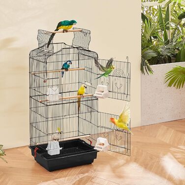 Клітка для птахів VEVOR 457x355x925 мм, металева, з гойдалкою та жердинкою, для хвилястих папуг, канарейок, амадин, нерозлучників, корел, маленьких папуг