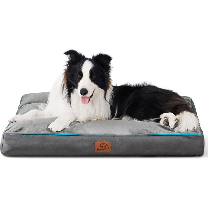 Водонепроникне ліжко для собак BEDSURE великих порід, 91x69x10 см, сіре, знімний, washable чохол