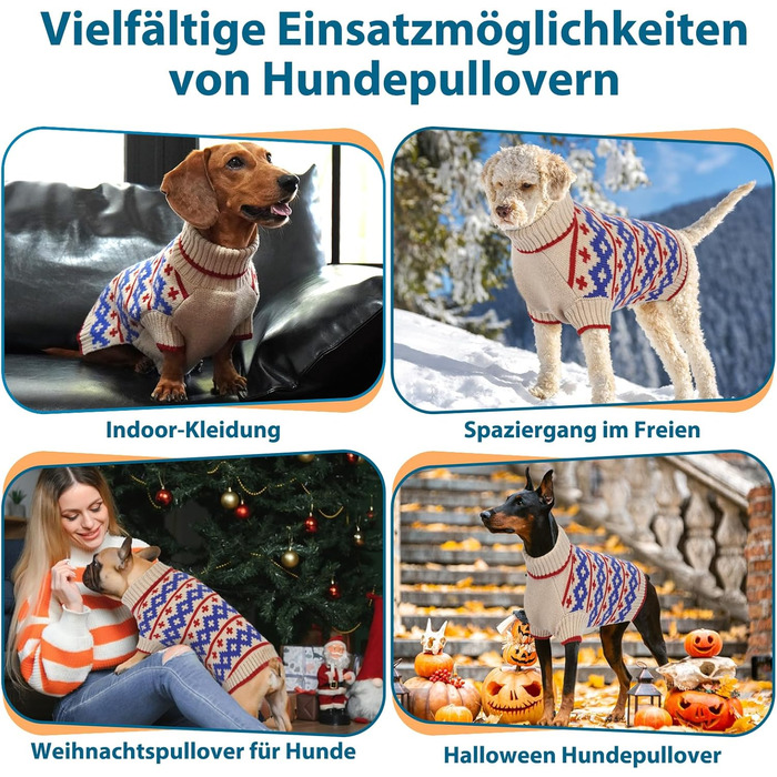 Теплий в'язаний зимовий пуловер для собак великих порід Katzinst | Зимовий пуловер для собак, Лабрадор, Доберман (Абрикосовий, 3XL)