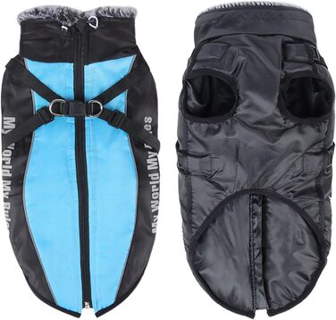 Теплий зимовий одяг для собак: куртка з шлейкою для маленьких, середніх та великих собак. Яскрава зимова куртка 6XL блакитного кольору