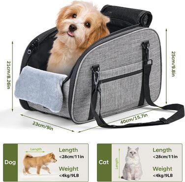 Автокрісло для собак Petzauber – зручне та безпечне автокрісло для маленьких та середніх собак, сірого кольору