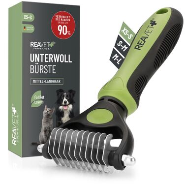 Щітка для собак та котів ReaVET для видалення підшерстя та ковтунів, великі та малі породи (M-L, XS-S), з масажним ефектом та захистом верхнього шару шерсті