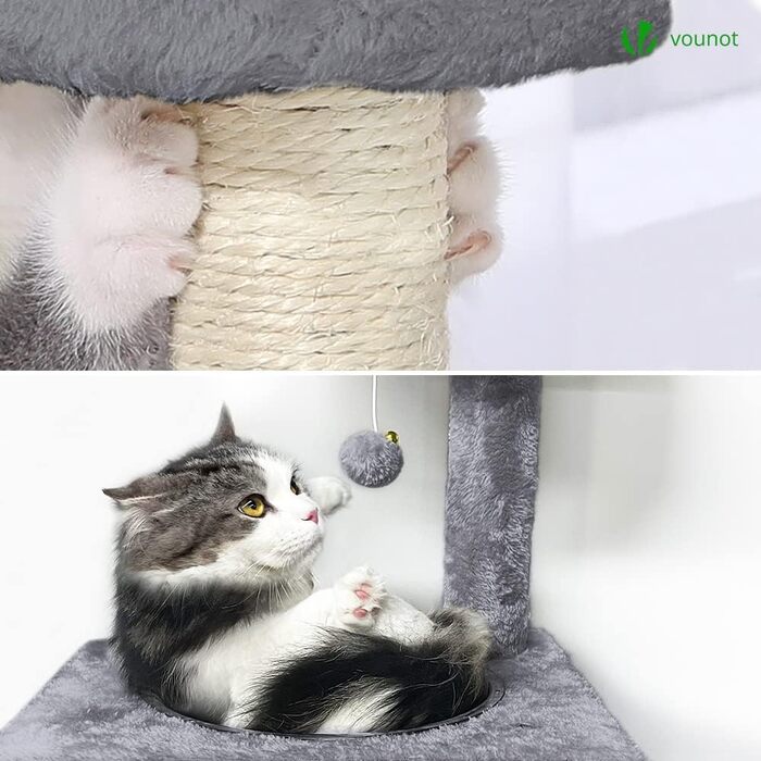 Когтеточка для котів Vounot XXL 215 см, багатоярусна, з гамаком та корзиною, сірого кольору