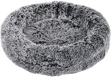 Ліжко для собак та котів Dehner Cookie, діаметр 58 см, чорне, поліестер/плюш