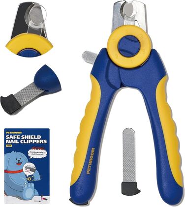 Професійний обрізач кігтів для собак PETHROOM з прозорим захистом та пилкою, регульована довжина зрізу, нержавіюча сталь, преміум-якість