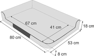 Собаче ліжко, лежанка для собак, м'яка лежанка-софа, килимок для собак, 80x53 см, сірий/бежевий колір