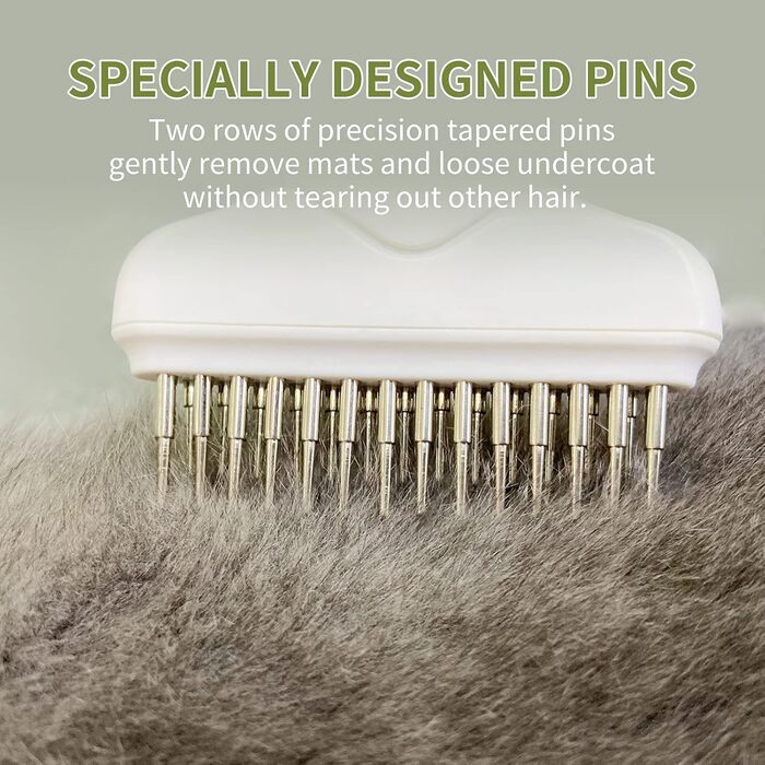 Гребінець для собак - сталевий гребінець для видалення шерсті та розпушування, одинарний/подвійний ряд з обертовими шпильками. Для видалення шерсті, розплутування ковтунів у собак, котів, кроликів, рожевий.