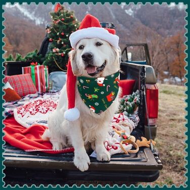 Набір з 2 шт. великих трикутних нашийників та шарфів для тварин - Різдво, собаки, коти, подорожі