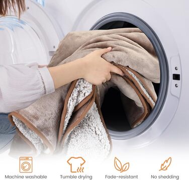 PETTOM Деки для собак Водонепроникні, Деки для собак на диван 152 x 127 см, Деки для собак з Sherpa та Flanell, Деки для домашніх тварин М'які та машинно-пранні (M: 127*100см, Колір: Коричневий)