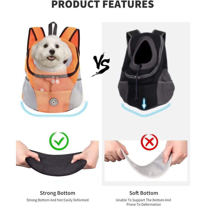 PETCUTE Рюкзак-переноска для собак та котів, оранжевий. Зручний, дихаючий, з водонепроникним дном та безпечним кріпленням. Ідеальний для подорожей та прогулянок.