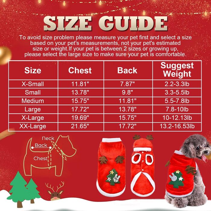 Теплий святковий пуловер для собак з високим коміром, розмір L (1 шт.)