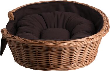Плетенний корзинка для собак та котів з подушкою, 75x75 см, натуральне плетіння