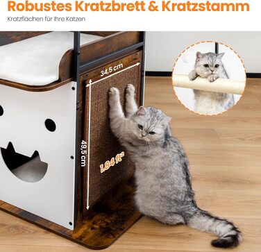 Комплекс для котів Kratzbaum XL 170 см: Дряпка-стовпчик, будиночок, платформа, гамак - Сірий котячий дерево для великих котів