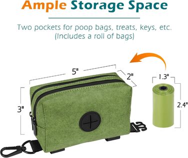 Диспенсер для собачих відходів PetBonus, водонепроникний, з місткістю для ласощів та 15 пакетиків (зелений)