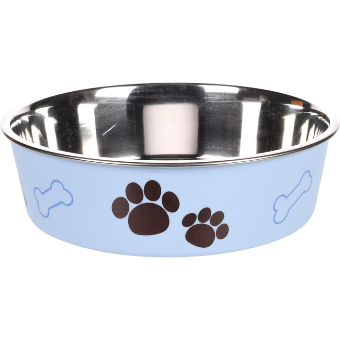 Персоналізований миска для собак з нержавіючої сталі 2200 мл – антиковзний кільце – для великих собак – з іменем – Petslino (Світло-блакитний, L)