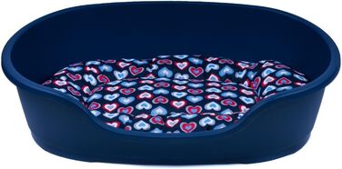 Корзина для собак Adena, 110 x 74 см, блакитна + подушка з сердечками, 110 x 74 x 30 см