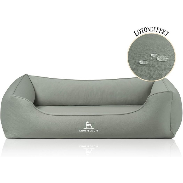Ортопедичне ліжко для собак Knuffelwuff Oliver, XXL, м'ятного кольору | Зносостійке покриття з ефектом замші | Memory Foam | Водовідштовхувальне, пране | Для захисту суглобів, міцне, для собак маленьких та великих порід, розмір 120 x 85 x 25 см