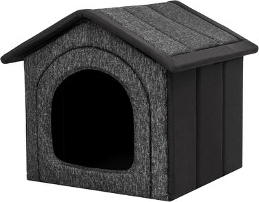 Будинок для собак та котів - великий, чорний, знімний дах, 76x72x74 см (R6/XXXL) - з екологічної тканини та Оксфорду