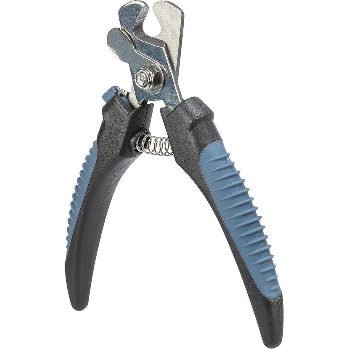 Ножиці для догляду за кігтями TRIXIE для собак, котів, дрібних тварин та птахів - безпечний замок - обмеження запобігає надмірному скороченню - нержавіюча сталь - гумова ручка - чорний/синій - 13 см - 2371