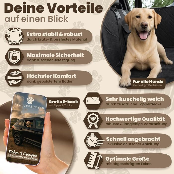 Захисна ковдра для собак у машину - Fellgefährten | Якісна ковдра на заднє сидіння авто для собак | Захист заднього сидіння від бруду та шерсті