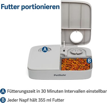 Автоматичний годівник для собак та котів PetSafe, 2 порції, сірий