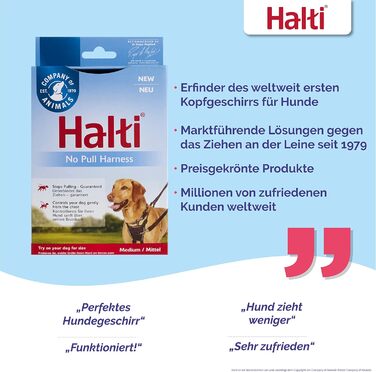 Нашийник HALTI No Pull чорний, розмір M - запобігає потягування собаки, м'який, з відбиваючим матеріалом, легко регулюється