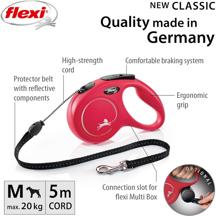 Рулетка для собак FLEXI Classic, червона, 5 м, до 25 кг