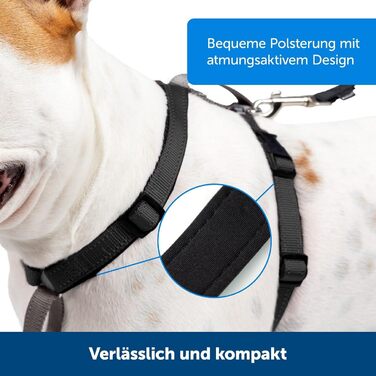 Шлея для собак PetSafe 3-в-1 з ременем безпеки, антизахисний кільце, розмір L, чорна – для авто і прогулянок
