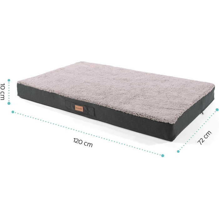 Ортопедичне ліжко для собак Balu, XXL (120x100 см), коричневе, з пам'яті ефекту, дихаюче, нековзне, знімний чохол