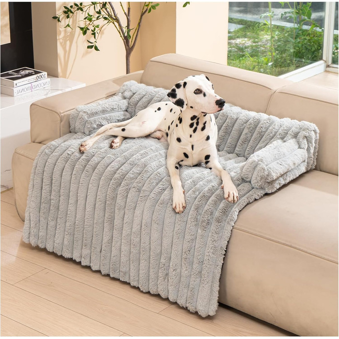 М'яке ліжко для собак Avont з плюшевим покриттям, підходить для собак та котів, знімний та пральний чохол, антиковзаюче дно (Світло-сірий, 105 x 18 x 95 см)