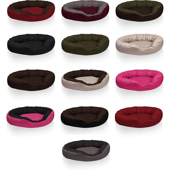 BedDog® Hundebett Sunny: велике овально-кругле лежанка для собак з Cordura, XXXL, RED-WINE (червоний), 150 x 120 x 23 см
