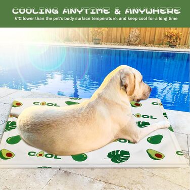 Кілим-охолоджувач для собак та котів Ninonly 50 x 65 см - самоохолоджуючий, водонепроникний, з нетоксичним гелем (Авокадо)