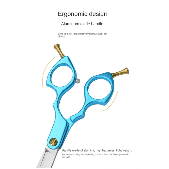 Професійна фенувальна ножиця для собак та котів, 6.5 дюймів, пряма, для грумінгу вдома (Блакитна)