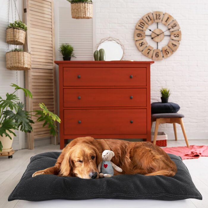 Міцне собаче ліжко MABOZOO – незнищенна підстилка для собак, довговічне, для агресивних жувальників, знімні та миючі матраци, чорне, 43,2 x 58,4 см, розмір 43 x 58 x 3 см