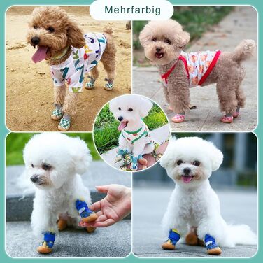 Чорно-білі собачі чоботи Kukaster для захисту лап, 4 шт. Неслизька підошва, світловідбиваючий замок, підходять для собак маленьких, середніх та великих порід, розмір 3